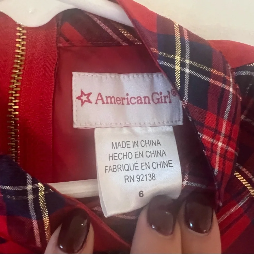 American Girl Red Plaid Dress with Black Belt accent